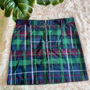 Children’s Place Navy Blue Green Maroon Plaid Stretch Skirt Sz 16 Academia